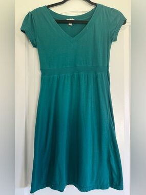 Aeropostale Teal V Neck Dress Size S Casual Knit Empire Waist Summer Dress